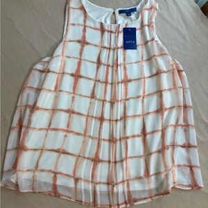 Apt. 9 NWT Women's White and Orange Grid Blouse XL
